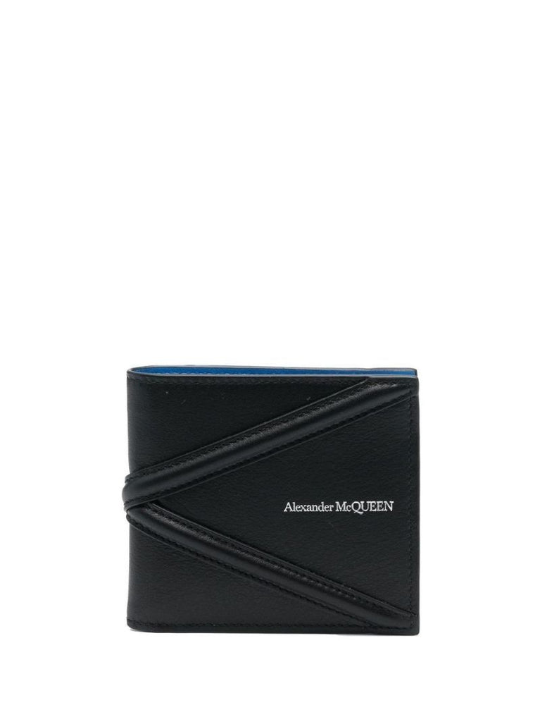 Black Logo Print Leather Wallet
