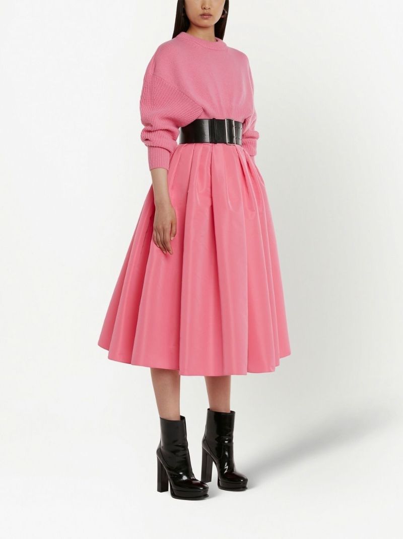Pink High-waisted Full Skirt