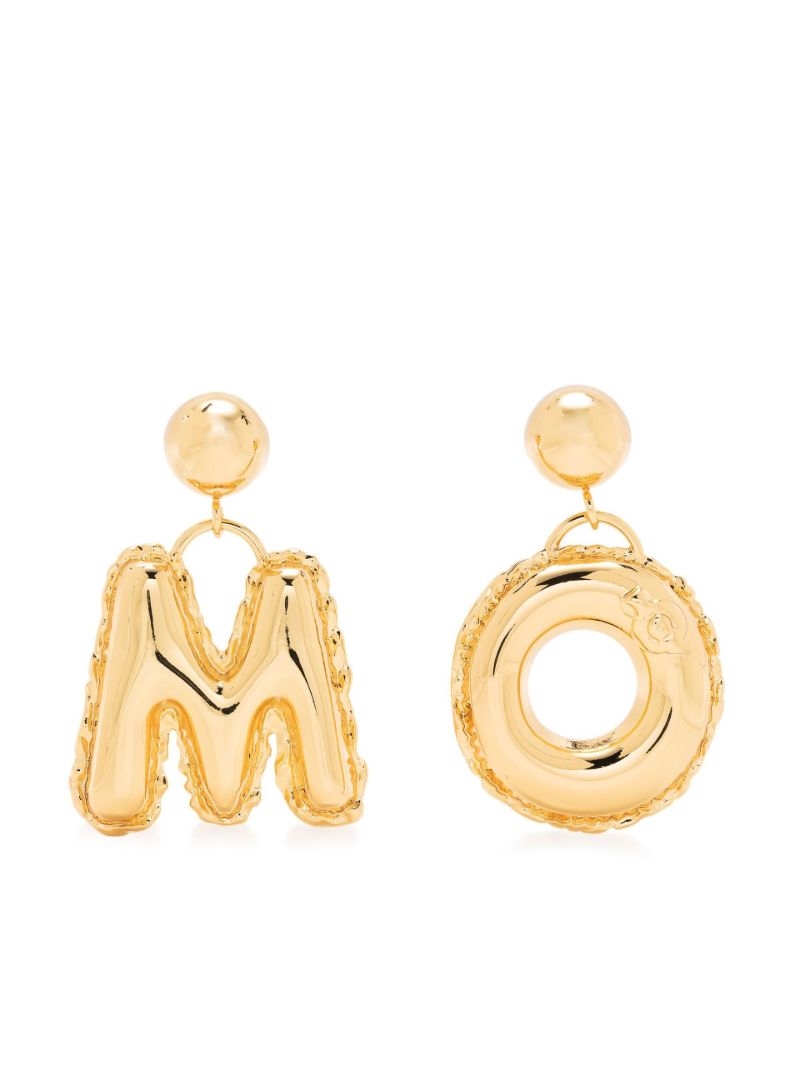 Gold-tone Inflatable Lettering Drop Earrings