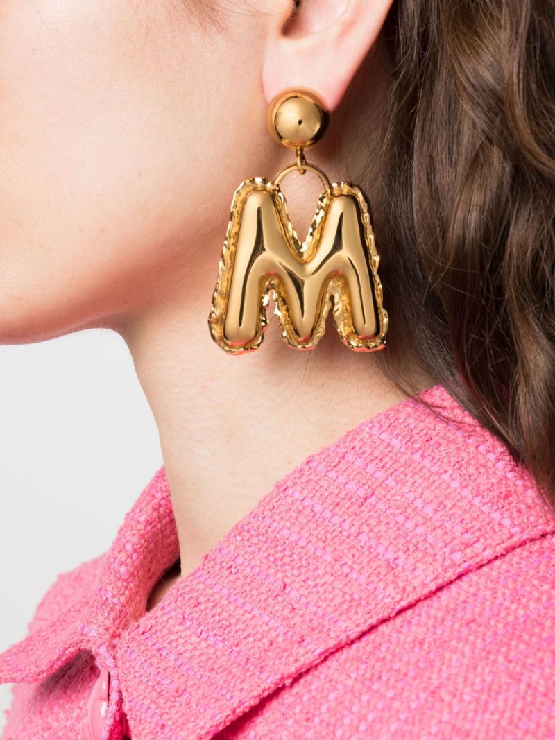 Gold-tone Inflatable Lettering Drop Earrings