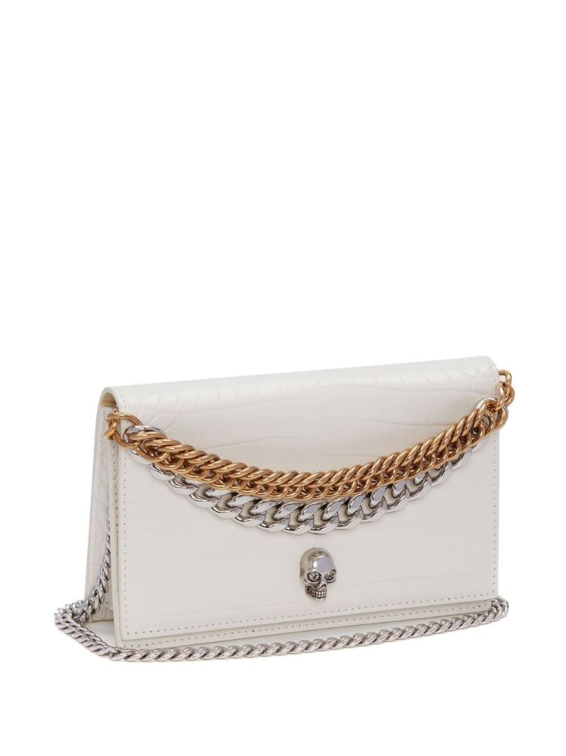 Neutral Skull Mock Croc Leather Shoulder Bag