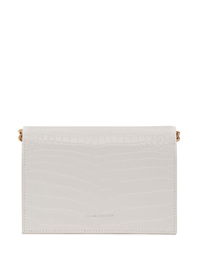 Neutral Skull Mock Croc Leather Shoulder Bag
