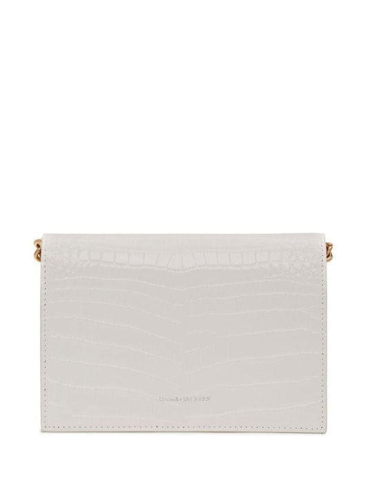 Neutral Skull Mock Croc Leather Shoulder Bag