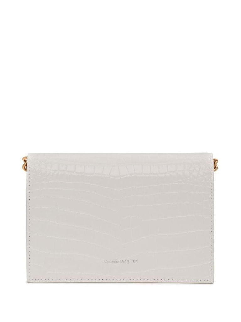 Neutral Skull Mock Croc Leather Shoulder Bag