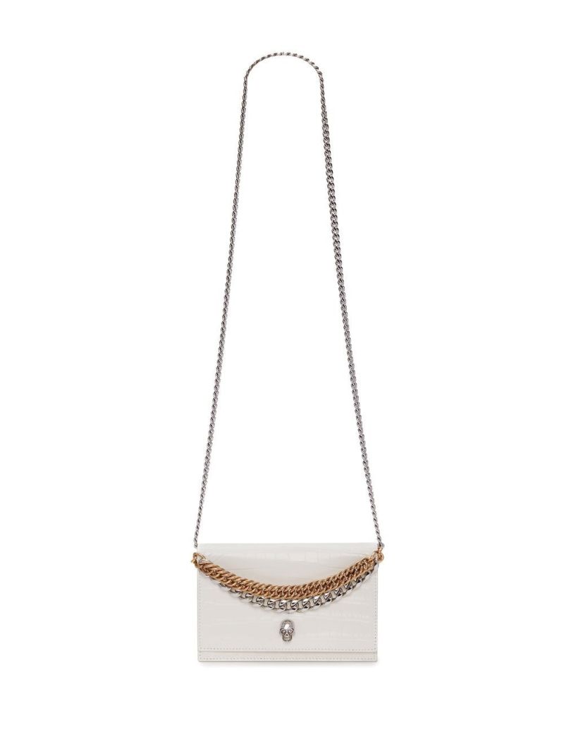 Neutral Skull Mock Croc Leather Shoulder Bag