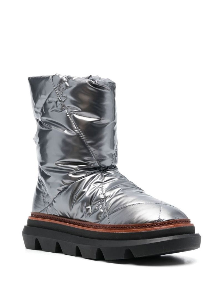 Silver Metallic Quilted Boots