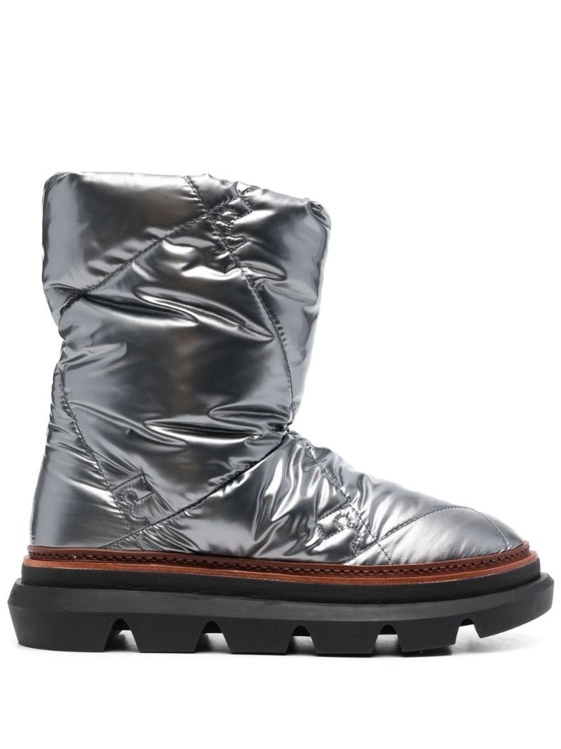 Silver Metallic Quilted Boots