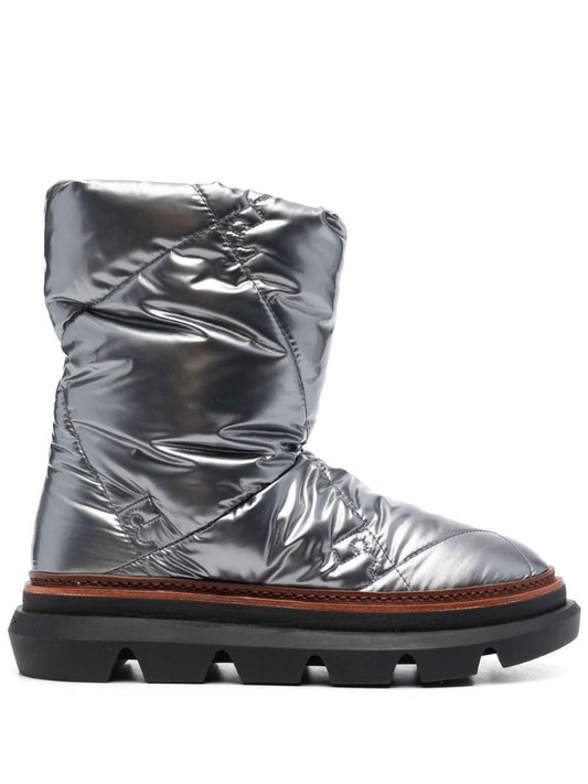 Silver Metallic Quilted Boots