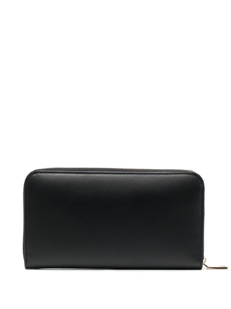 Black Logo Embossed Leather Wallet