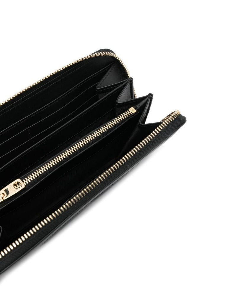 Black Logo Embossed Leather Wallet
