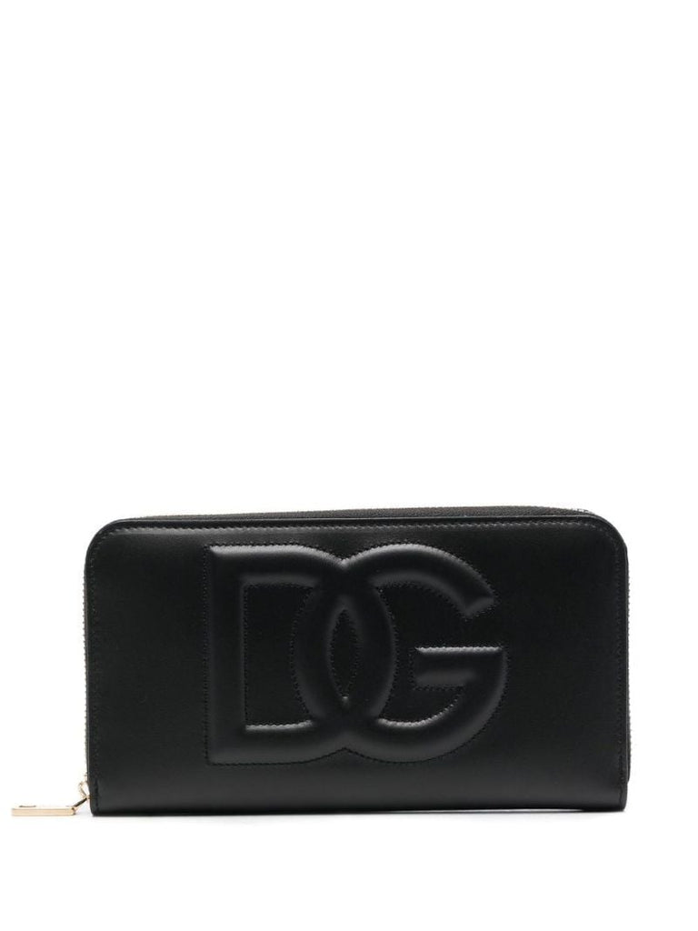 Black Logo Embossed Leather Wallet