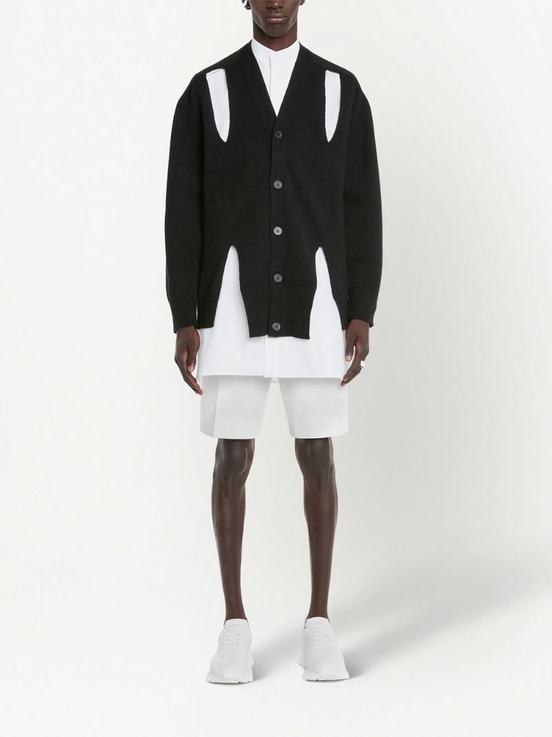 Black Cut-out V-neck Cardigan
