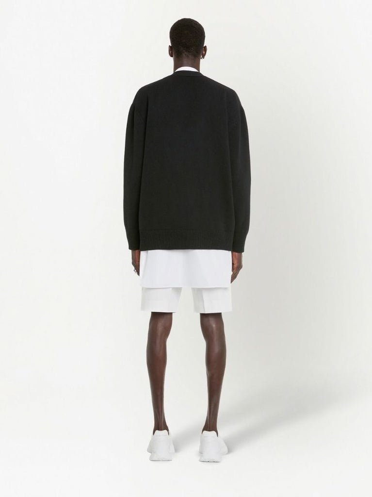 Black Cut-out V-neck Cardigan