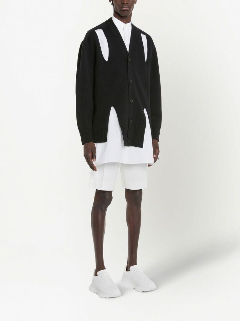 Black Cut-out V-neck Cardigan