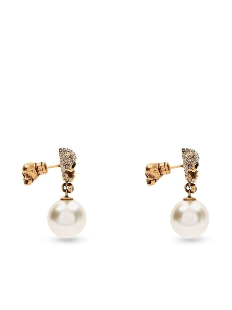 Skull Pearl Drop Earrings