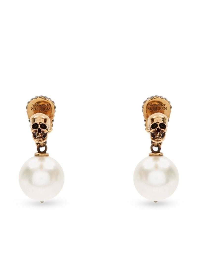 Skull Pearl Drop Earrings