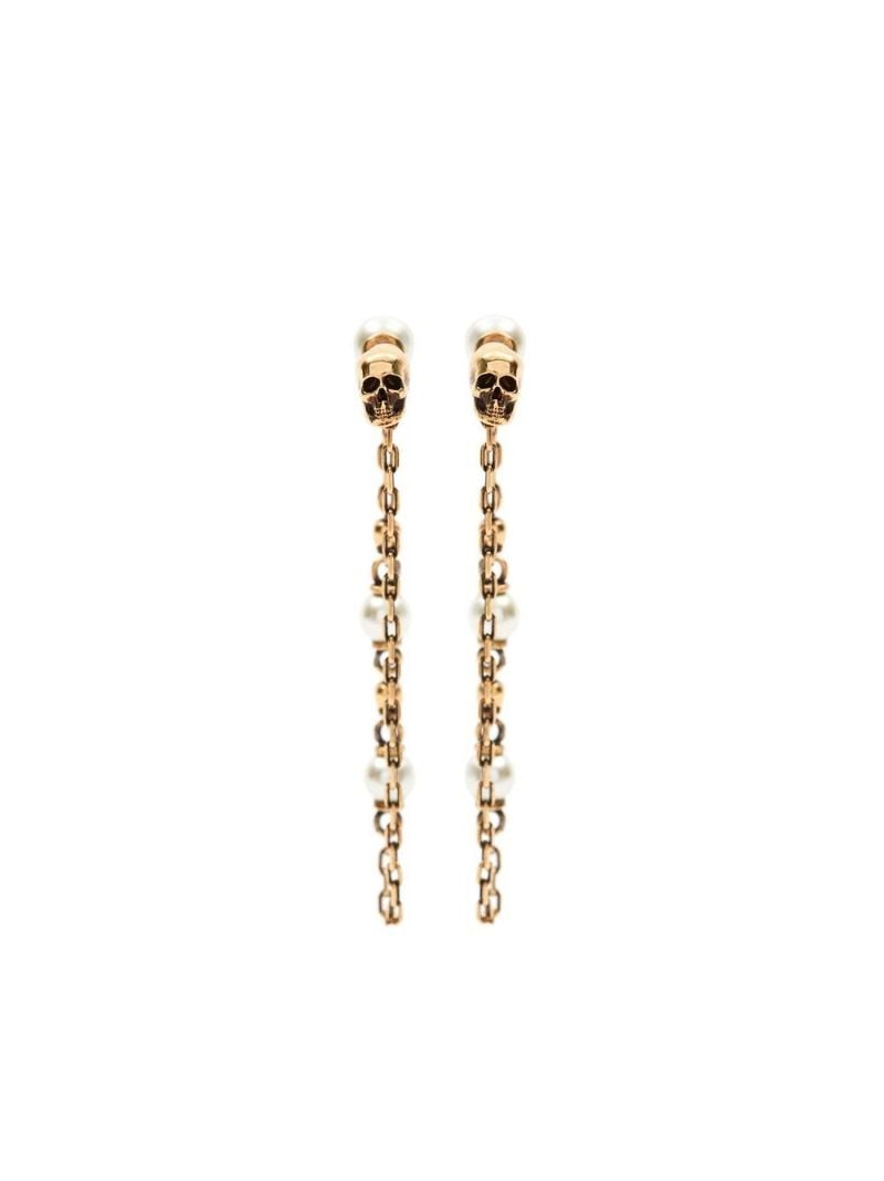Gold-tone Skull Drop Chain Earrings