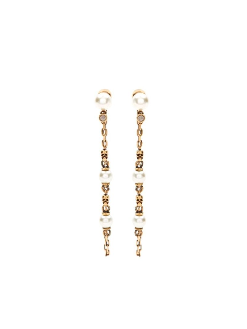 Gold-tone Skull Drop Chain Earrings
