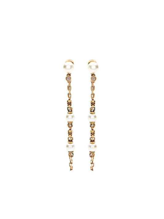 Gold-tone Skull Drop Chain Earrings