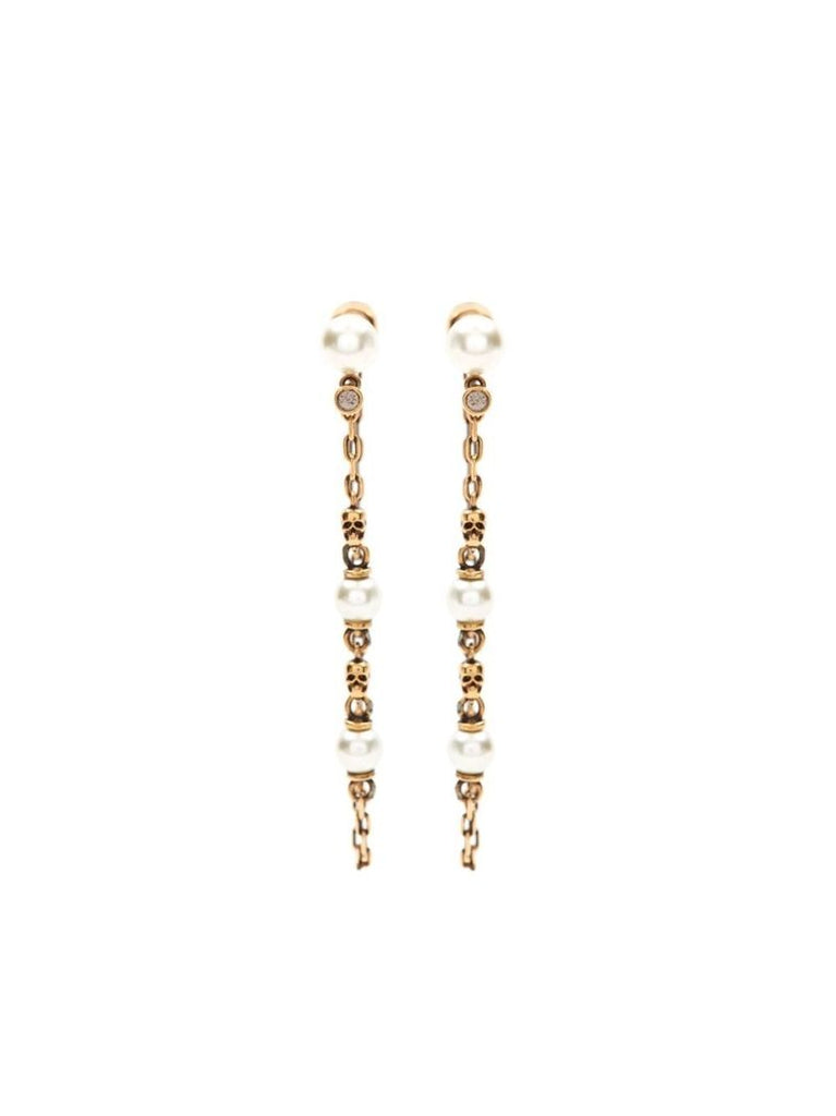 Gold-tone Skull Drop Chain Earrings