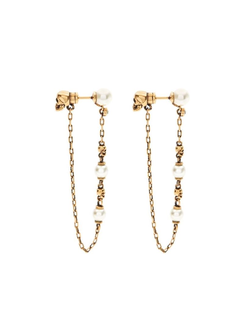 Gold-tone Skull Drop Chain Earrings