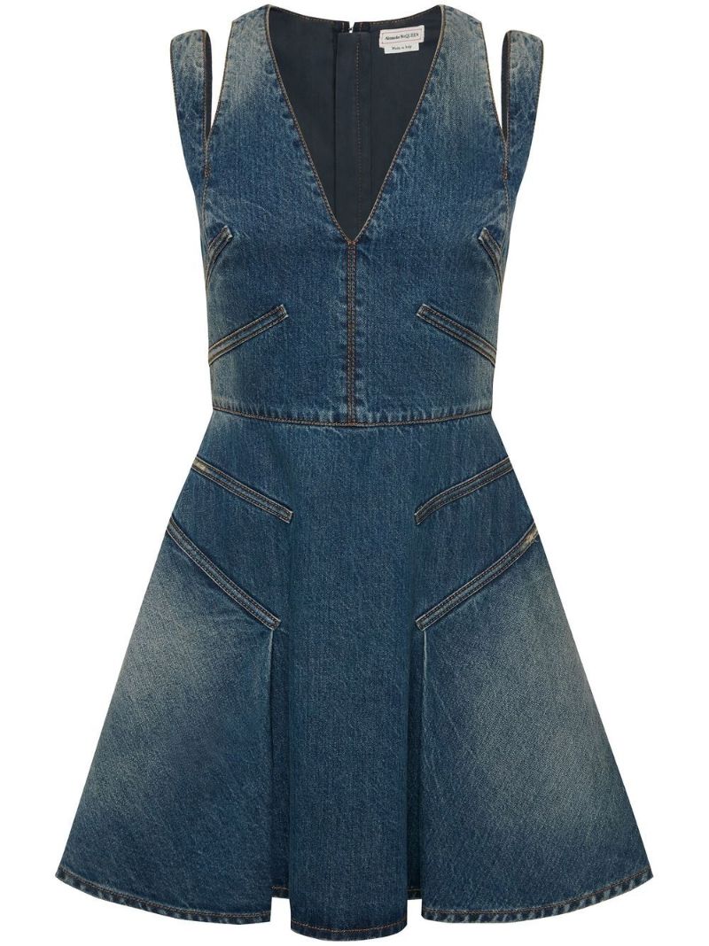 Blue Cut-out Denim Dress