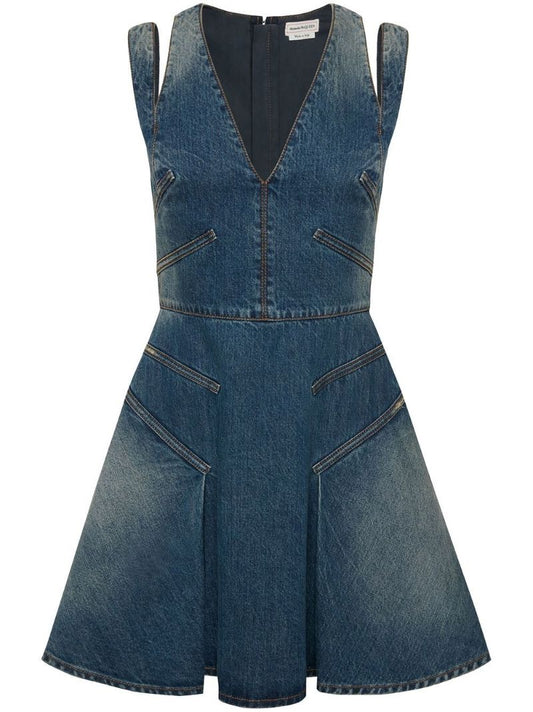 Blue Cut-out Denim Dress