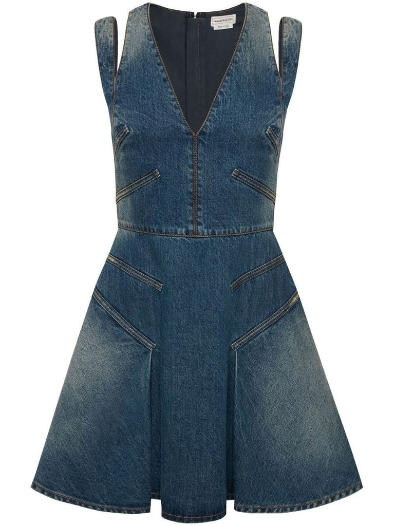 Blue Cut-out Denim Dress