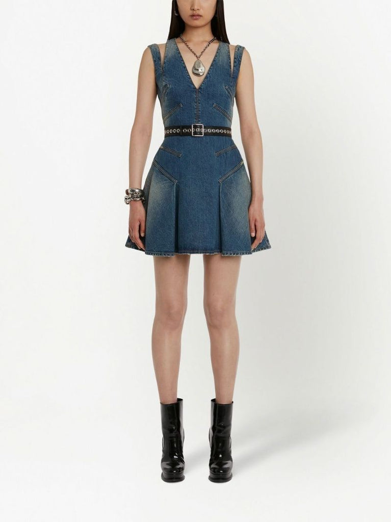 Blue Cut-out Denim Dress
