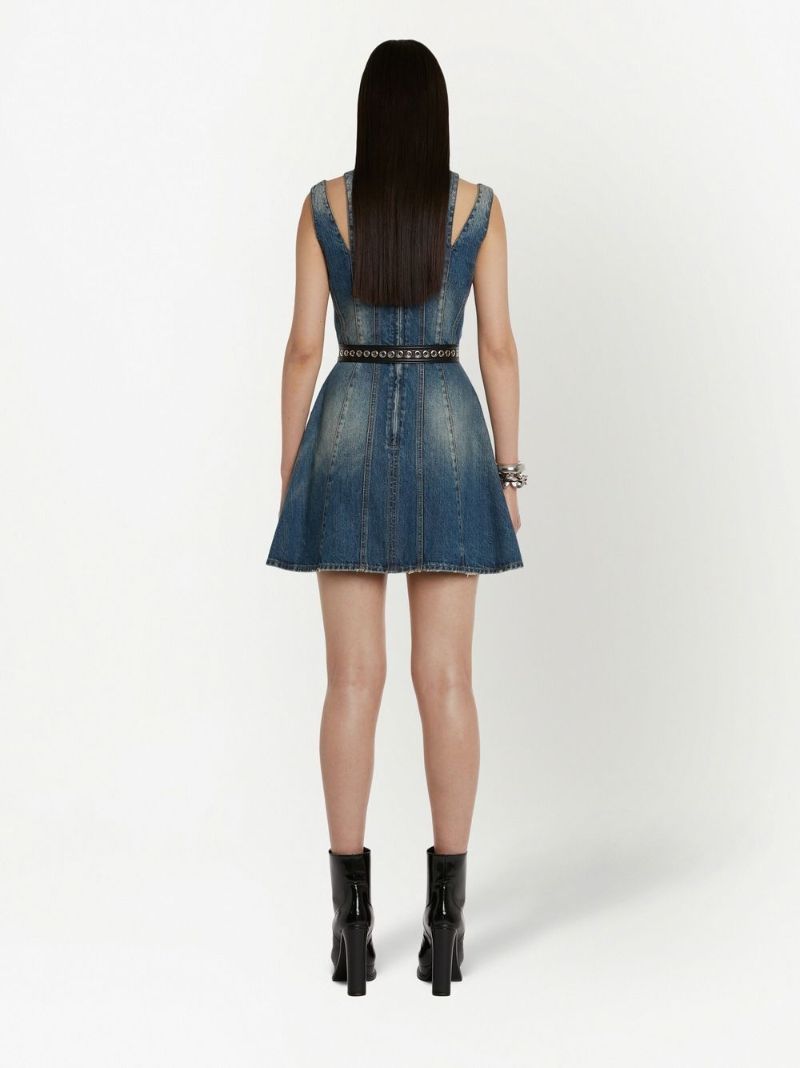 Blue Cut-out Denim Dress