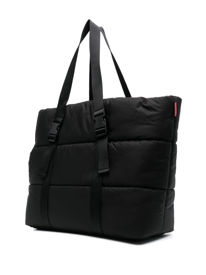Black Logo Print Padded Tote Bag
