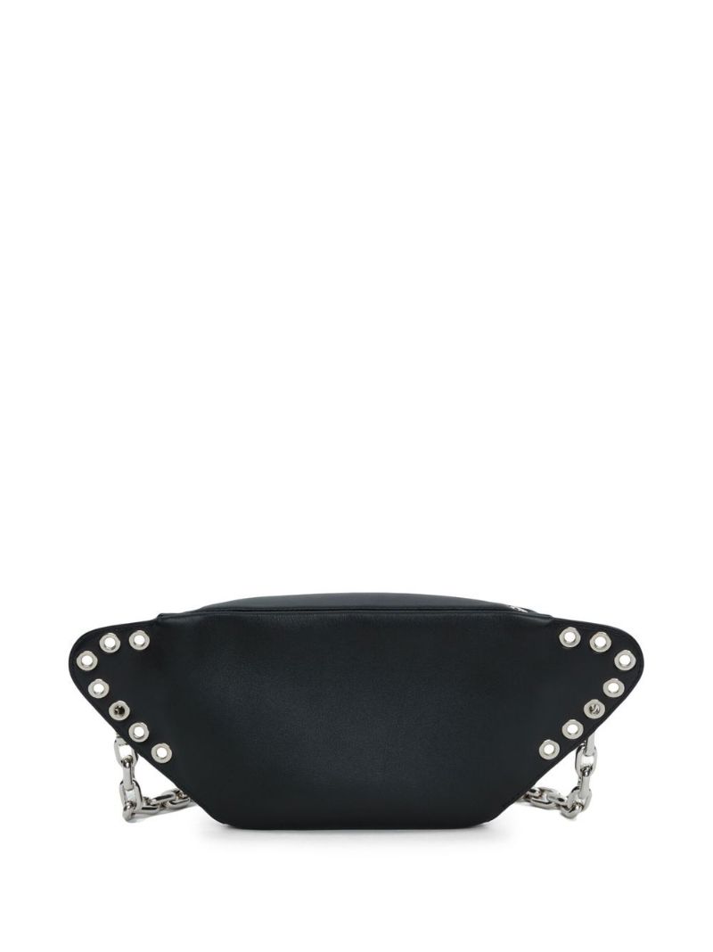 Black Eyelet-embellished Leather Shoulder Bag