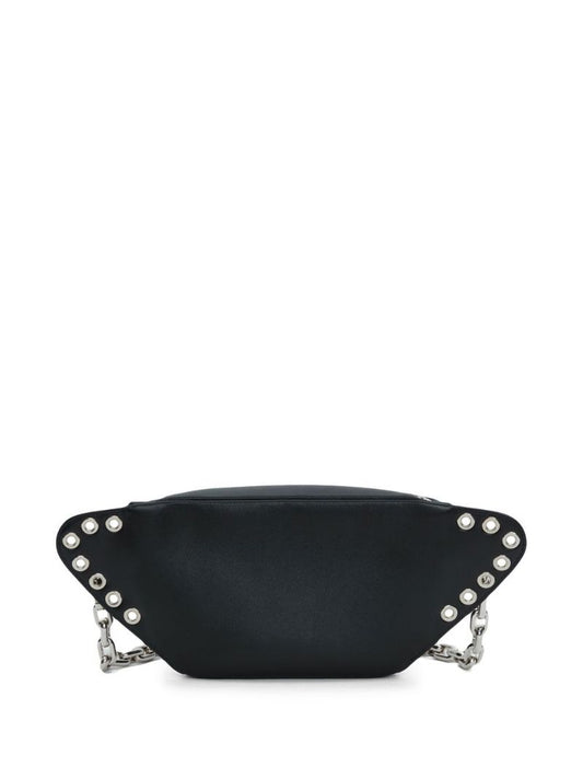 Black Eyelet-embellished Leather Shoulder Bag