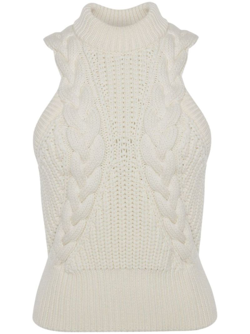 White Cable-knit Wool Top