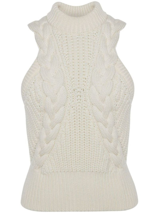 White Cable-knit Wool Top
