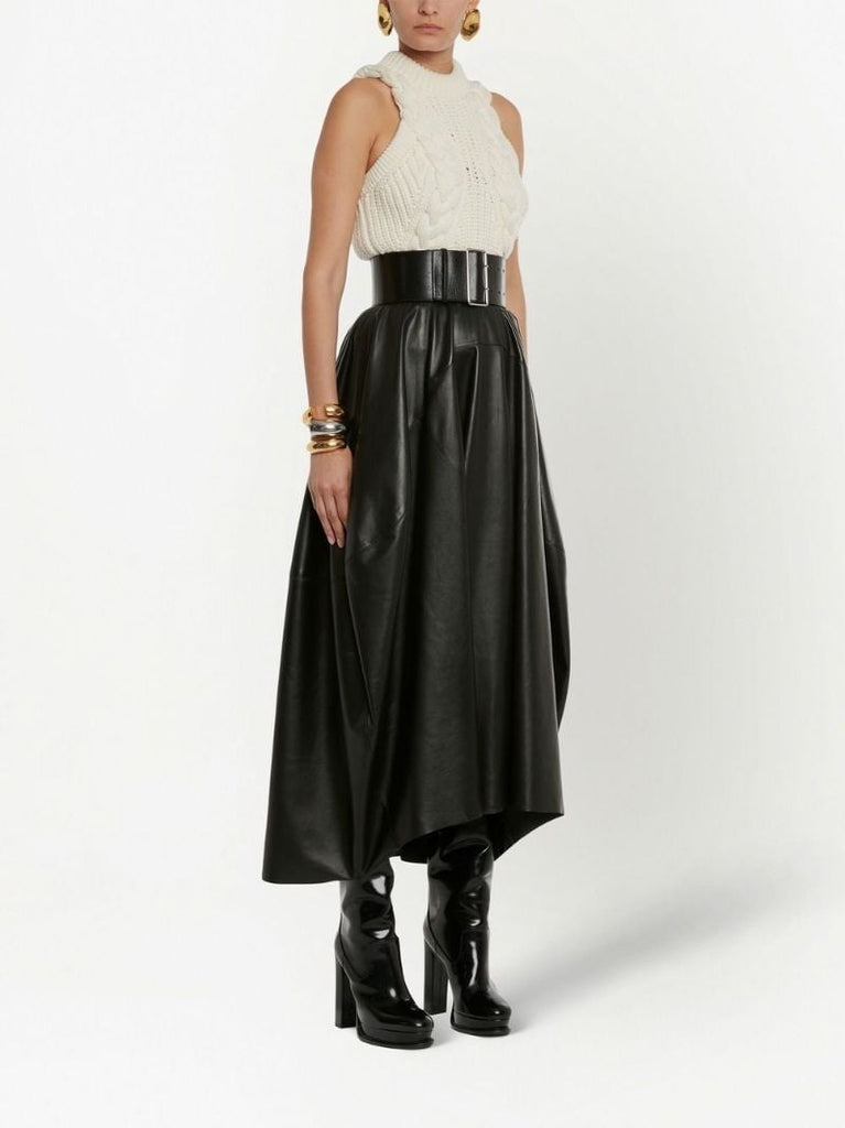 White Cable-knit Wool Top