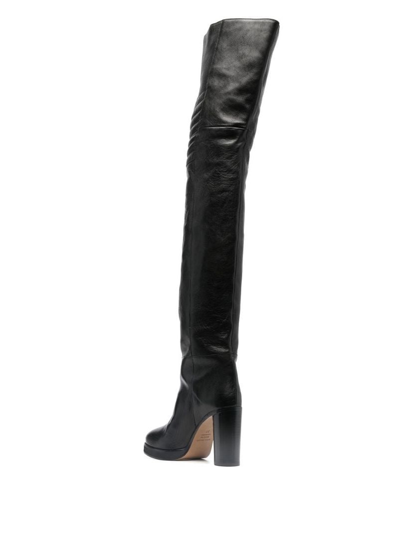 Black Laelle 105 Leather Thigh-high Boots