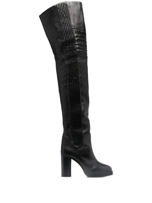 Black Laelle 105 Leather Thigh-high Boots