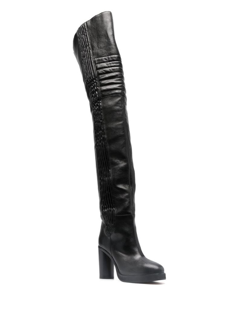Black Laelle 105 Leather Thigh-high Boots