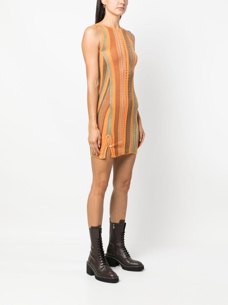 Orange Stripe Open Work Mini Dress