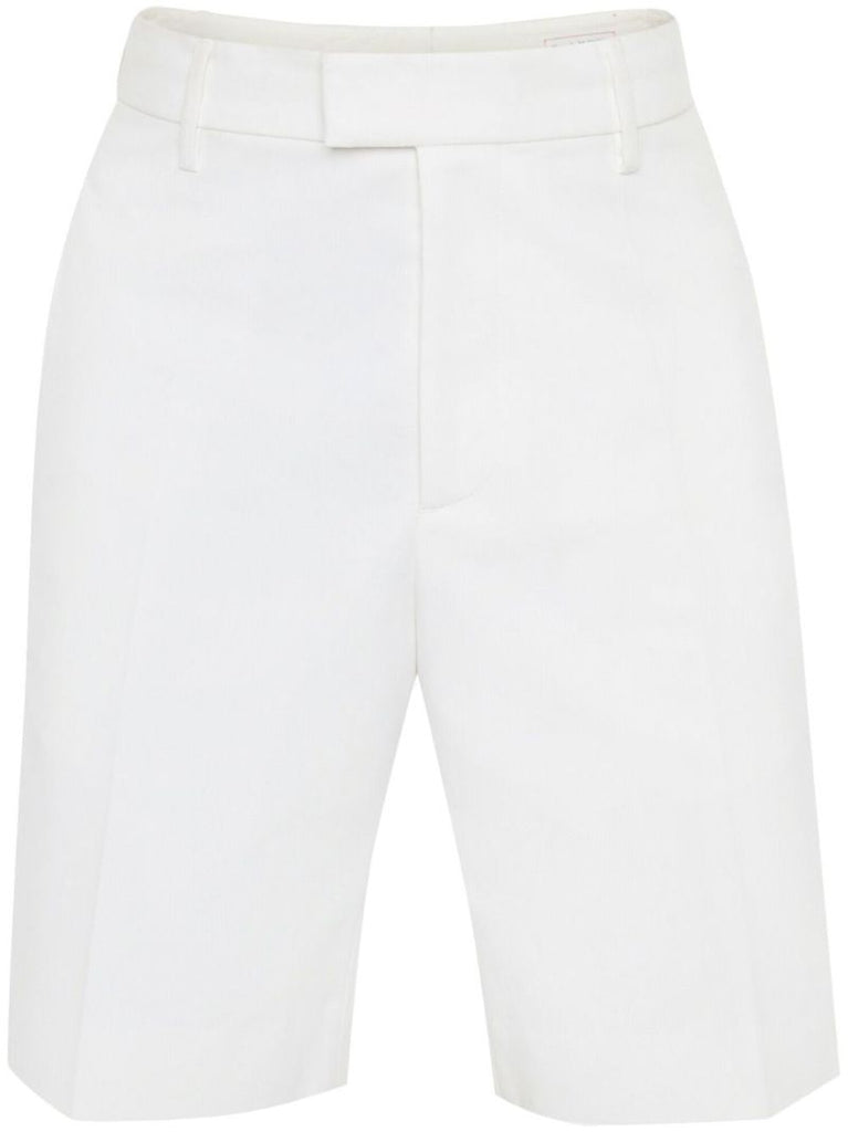 White Cotton Tailored Shorts