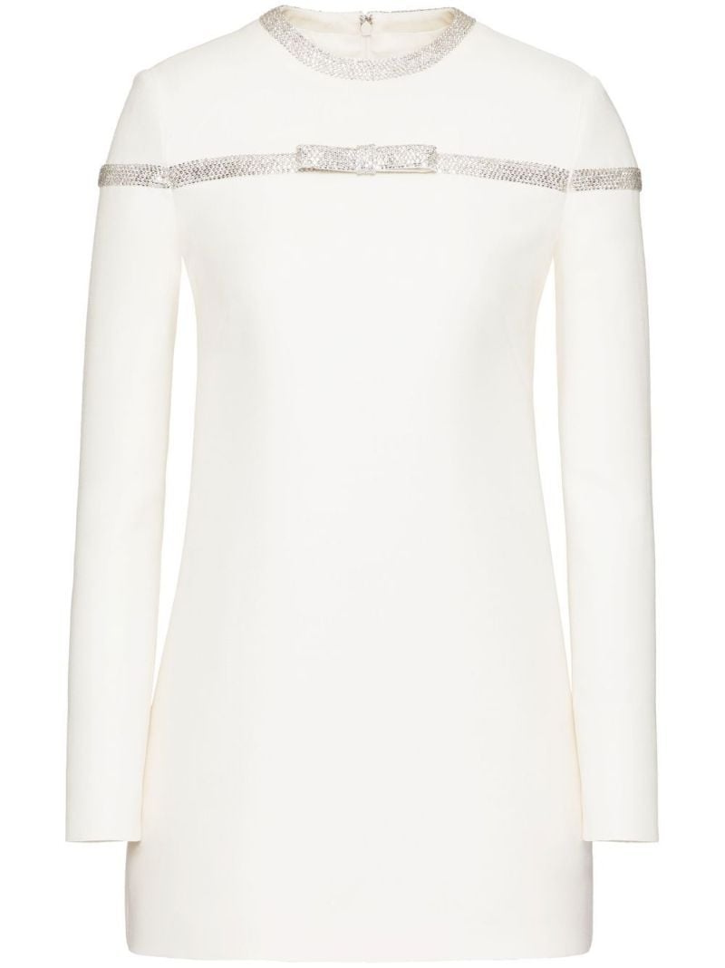 White Bow Detail Mini Dress