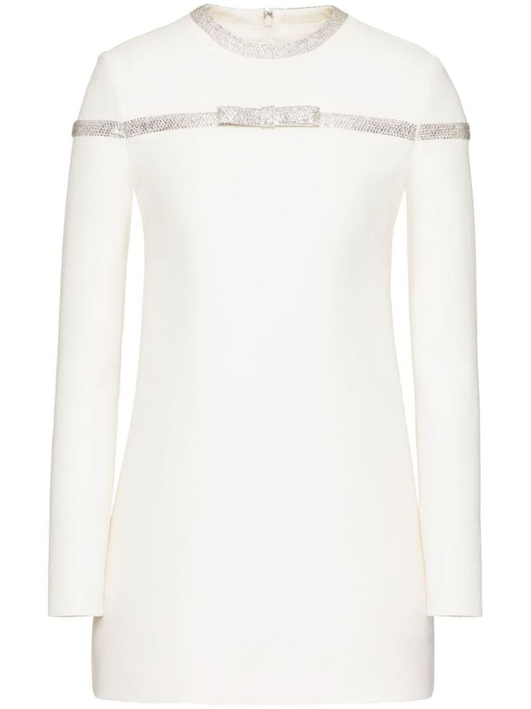 White Bow Detail Mini Dress