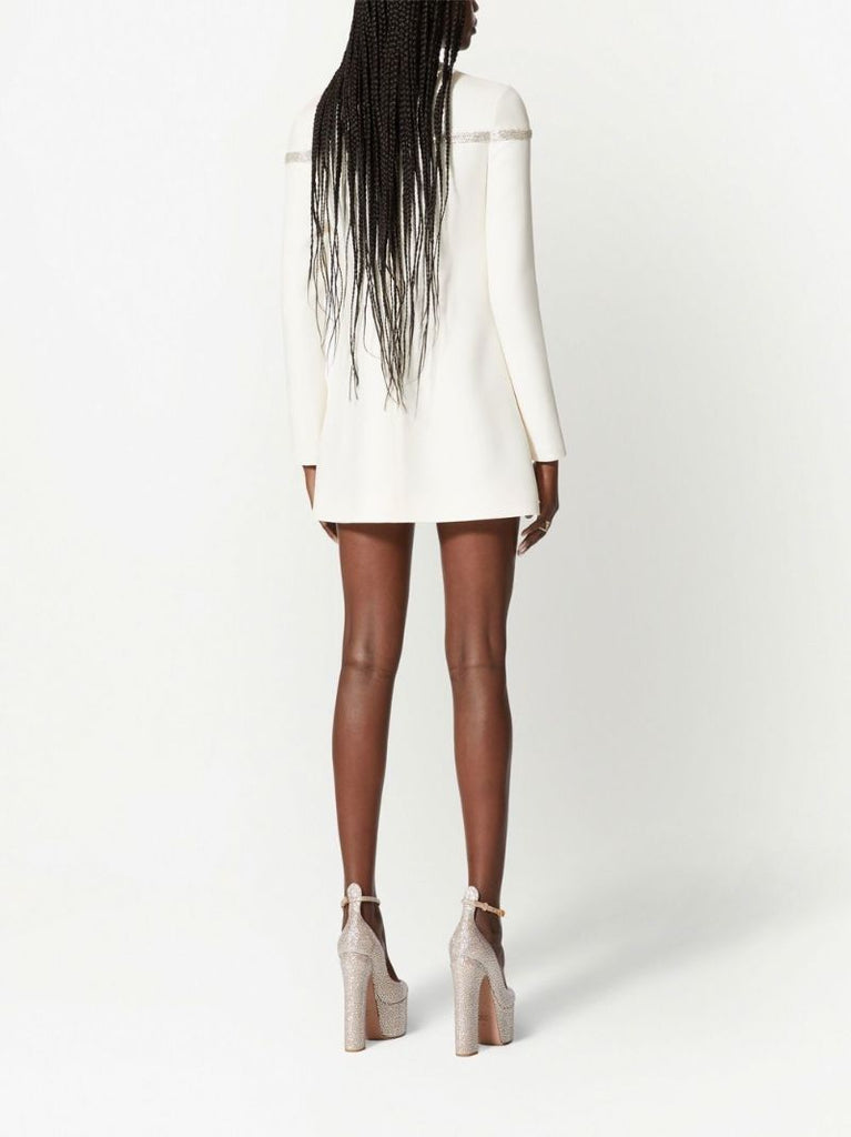 White Bow Detail Mini Dress