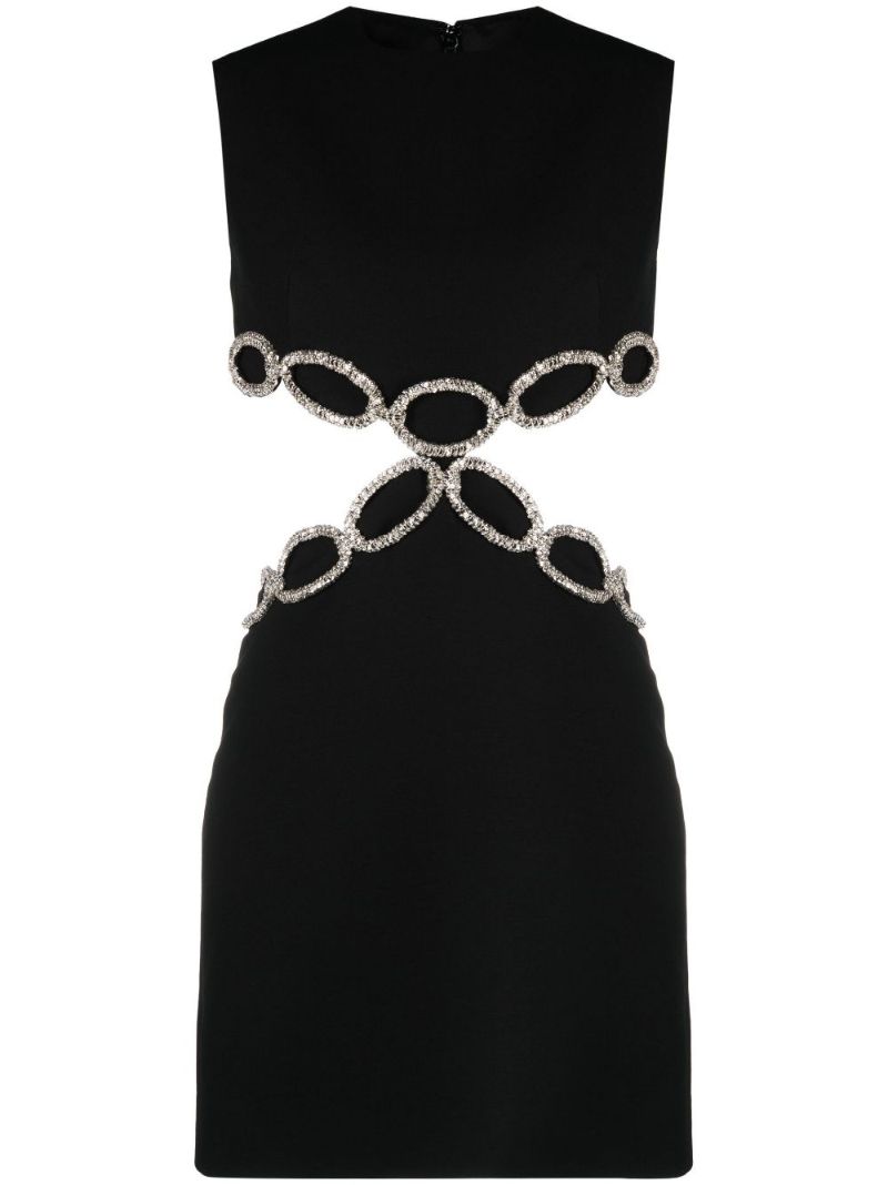 Black Sequin Embellished Cut-out Mini Dress