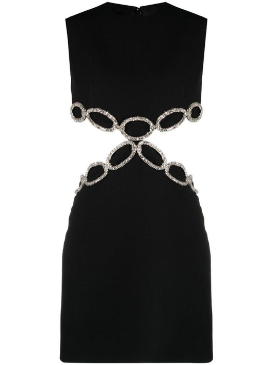 Black Sequin Embellished Cut-out Mini Dress