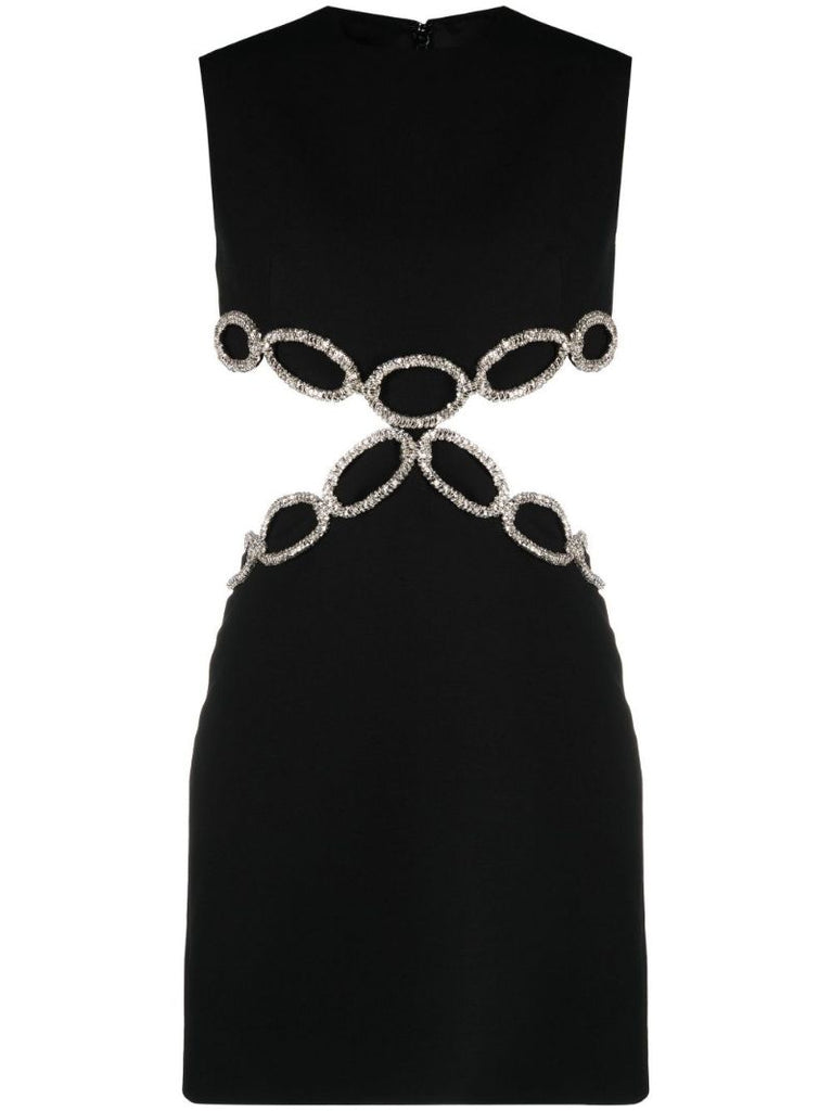 Black Sequin Embellished Cut-out Mini Dress