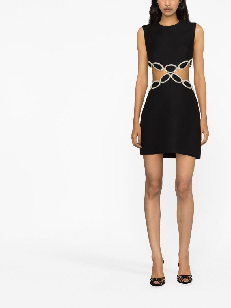 Black Sequin Embellished Cut-out Mini Dress