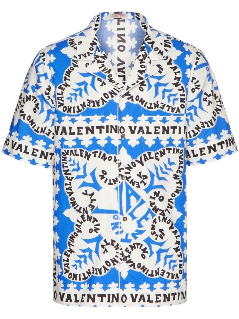 Blue Bandana Logo Print Cotton Shirt
