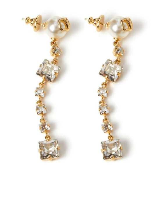 Gold-tone Vlogo Signature Crystal Drop Earrings